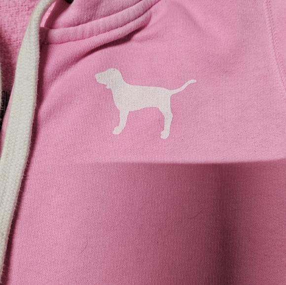 Victorias Secret Pink Campus Originals Pink Zip Up Hoodie With Logo EUC - Picture 7 of 8